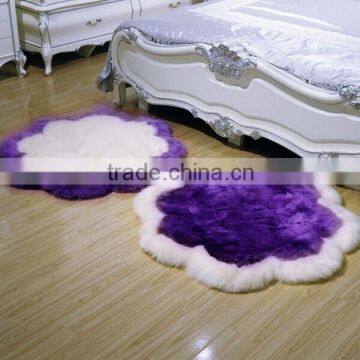 Customized Round and thick long hair sheepskin fur rug baby/kids rug