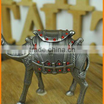 2181S-DP Trumpet Standing Camel Diamond Shape Metal Jewelry Box Upscale Gift photo-2
