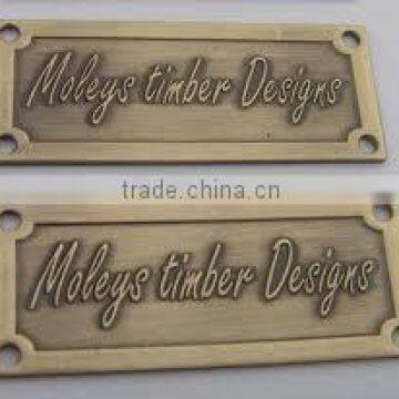 High quality etched metal plate, metal plates for clothing, metal logo plate