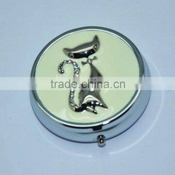 Practical Metal Mini white Pill Storage box with mirror