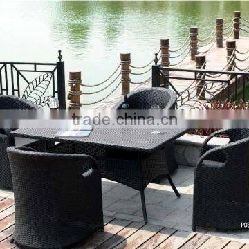 synthetic rattan furniture cheap includes six chairs and one table with 5mm clean glass table top