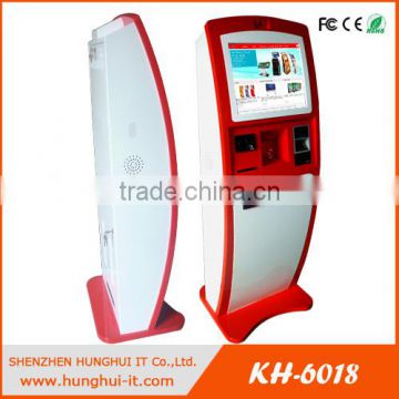 Free standing Touch screen barcode scanner ID card scanner ticket vending machine