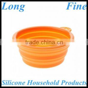 Orange Round Dog Drinking Silicone Pet Bowl