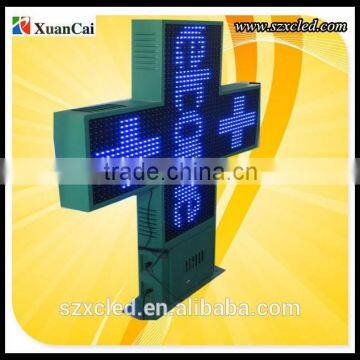 P20 Blue LED cross pharmacy sign LED outdoor use double sides display screen LED moving message Ali express