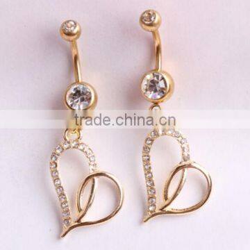 Crystal Gems Belly Button Rings Dangle Gold Plated Body Jewelry