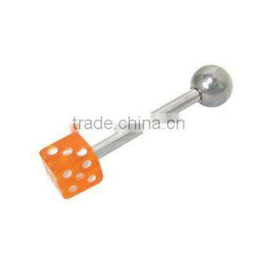 dice Body jewelry, cone tongue ring barbell