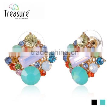 Fashion 2015 fashion fancy stud earring jewelry wholesale beautiful rough diamond stud earring rhinestone earrings