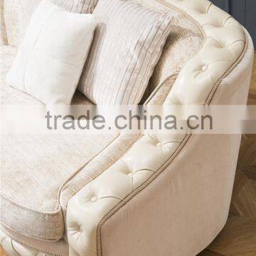 Tufted Beige Velvet Sectional Chesterfield Sofa Set Classic Italian Design AL043