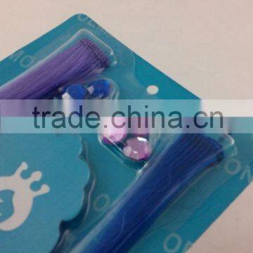 Promotional Gift Purple Wig With Velcro Hair Accessory Strands Set for Girls photo-3