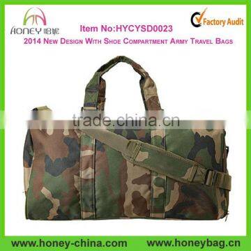 2014 New Design Polyester With Shoe Compartment Army Travel Bags