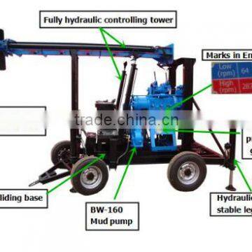 XY-200F Trailer Mounted Borehole Drilling Machine, 200m Water Well Drill Rig photo-5