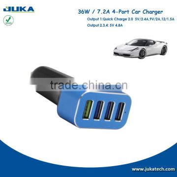 Car Accessories Factory Low Price Fast Charging In-car Multi Output qc2.0 4 Port USB Car Charger