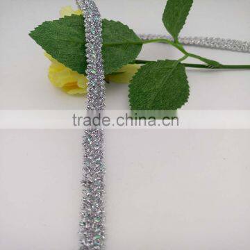 factory direct sale cheap glittering metallic silver gimp lace braid trim