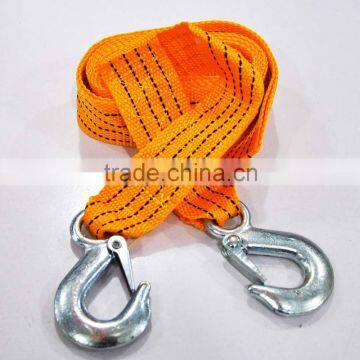 8T Single ply nylon tow strap with towing hook, woven PET strap for towing trucks