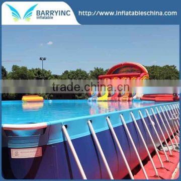 Hot selling rectangle above ground home swimming pool , metal frame swimming pool usa