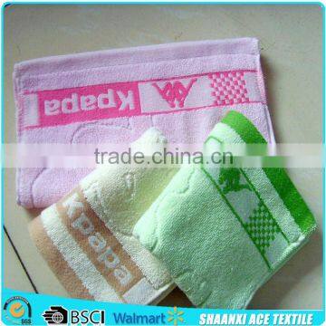 100% cotton terry jacquard letter face towel satin jacquard bath towel with customized logo letter