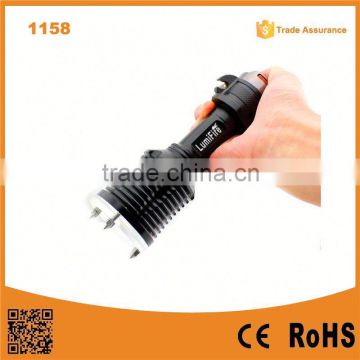 1158 New design!! XM-L T6 LED Ultra Power Aluminum Torch light rescue hammer led falshlight emergency safety