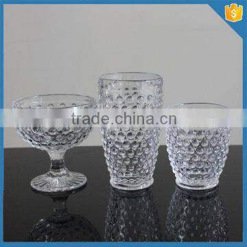 Hand pressed bubble design crystal whisky wine glass tumbler set