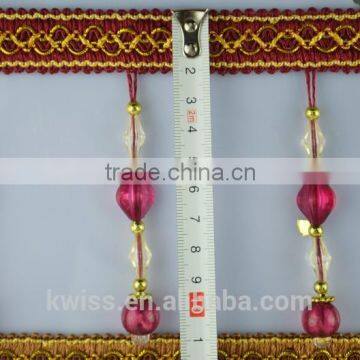 curtain fabric crystal tassel with beads fringe lace trimming,beaded fabric decorations