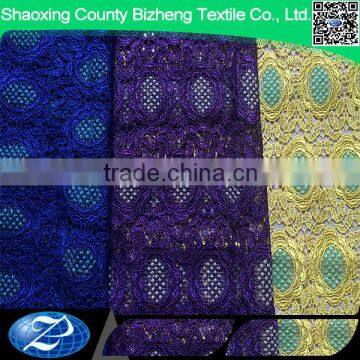 Fashion african guipure blue cord lace fabric 5 yard for dress