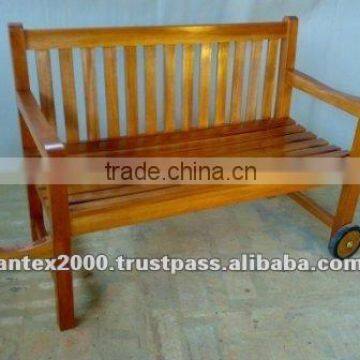 Teak Bench with Wheel for Outdoor Furniture