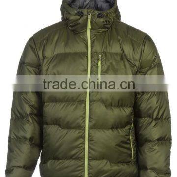 khaki 80/20 feather hooded down jacket for men