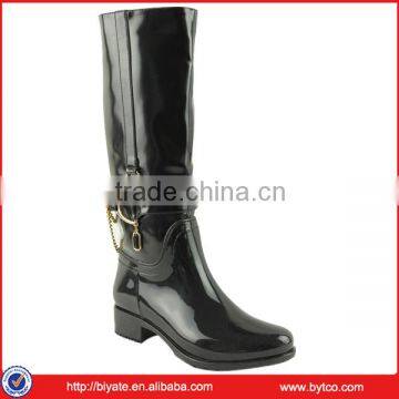 Women's Waterproof PVC Buckle Knee High Rain Boots