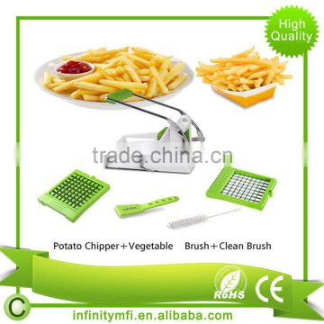 Hot selling Potato Vegetable chipper /Premium French Fry Cutter/Potato Slicer Includes 3-in-1 Peeler/Fruit brush+Clean Brush