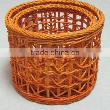 Zigzag Weaving Basket in Orange , 100% Handmade
