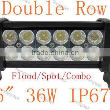 ShengWell Auto car led light bar 9-32V IP67 36W 6inch double row led light bar car roof led bar led light bar offroad led bar