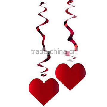 Valentines Day Red & Pink Swirl Hearts Hanging Decorations for Party photo-5