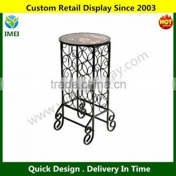 Glass Iron Metal Wine Rack Table Hold 15 Bottles YM5-873