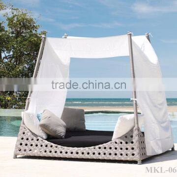 Wicker Outdoor Furniture Double Rattan Sun Lounger - Outdoor Furniture Beach Chair