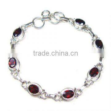 925 sterling silver genuine garnet gemstone bracelet