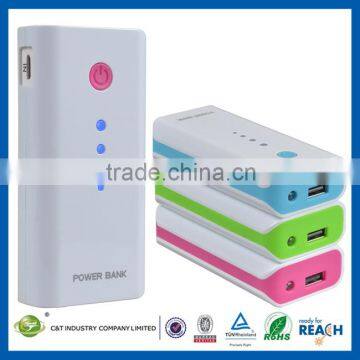 C&T 5600mAh Portable Power Bank Pack Backup External Battery Charger with built-in Flashlight for iPhone 5