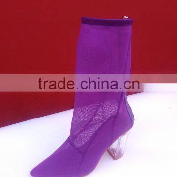 CX340 clear heel mesh upper women dressing boot