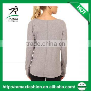 Ramax Custom Women Plain Cowl Neck Long Sleeve Yoga Fitness Tops photo-2