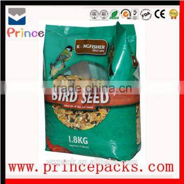 doypack stand up zipper bag for bird food,custom design bird feed stand pouch with zipper top,stand pouch with ziplock & window