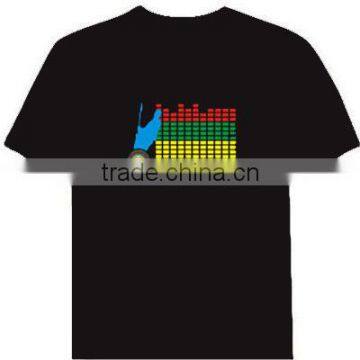 Wholesale 100% Cotton Sould Active Led T-shirt / el T-shirt/el Equalizer T-shirt photo-2
