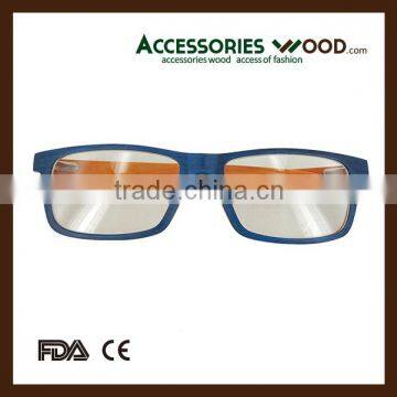 Quality colorful square opticals wooden optical eyewear