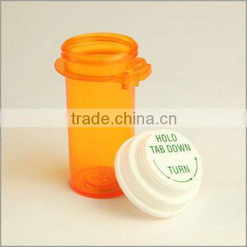 Plastic Child Resistant Hold Tab Down and Turn Vials from China Factory