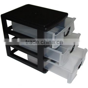 Black 3 Drawer Mini Desk Top Storage Small Plastic Office Organiser Box