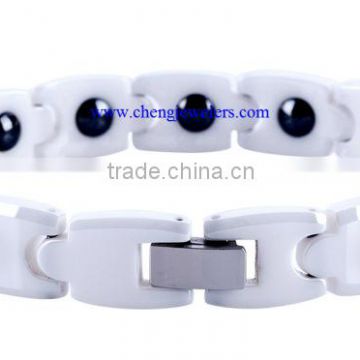 2014 Hot sale men white ceramic fitness bracelet