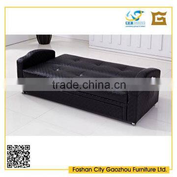 Fashion Design Rhombus Leather Recliner Sofa Foldable Bed With Metal Legs