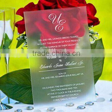 Frosted customized acrylic wedding invitation card