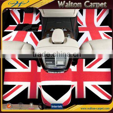 UK flag logo print cut pile durable anti slip car carpet