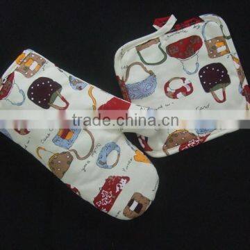 Printed cotton kitchen glove /oven mitten