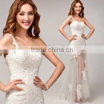 New Fashion Women's Sexy One-shoulder Cheap Price Evening Dress Mermaid Transparent Cheap Price Evening Dress photo-5
