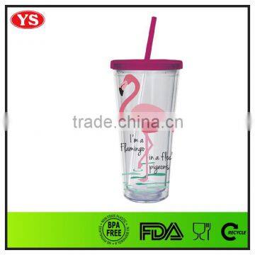 22oz double wall custom plastic tumbler with heat-transfer printing logo