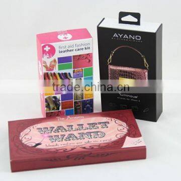 High Quality wristlet packaging box / Wallet wand packaging box / leather care kit box